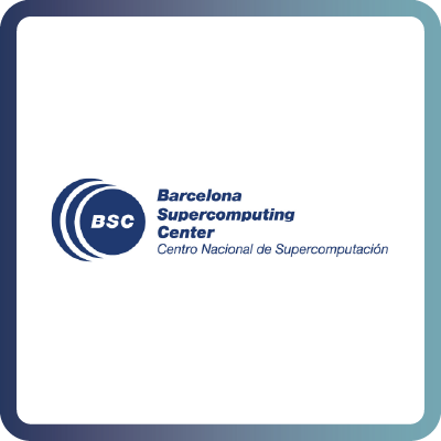 A tile with dark blue border and white background containing the logo of the Barcelona Supercomputing Center (BSC)