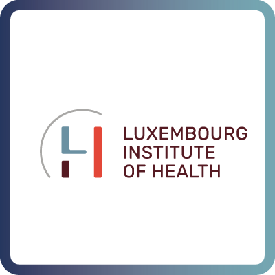 A tile with dark blue border and white background containing the logo of the Luxembourg Institute of Health (LIH)