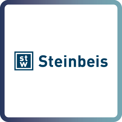 A tile with dark blue border and white background containing the logo of Steinbeis (SIG)