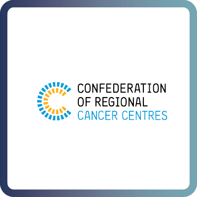 A tile with dark blue border and white background containing the logo of the Swedish Confederation of Regional Cancer Centres (cRCCS)