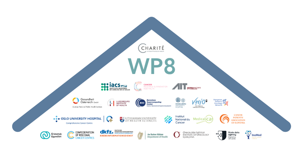 A stylised roof with all partner logos for work package 8.